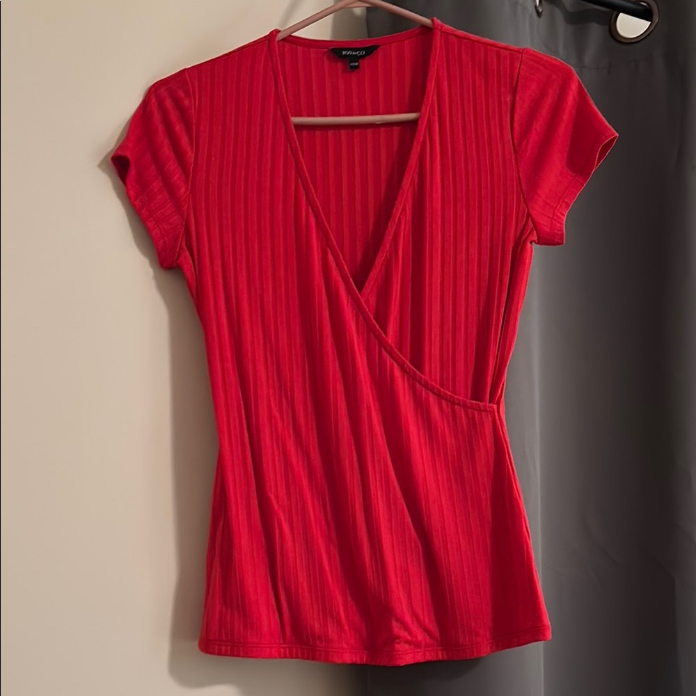 5/$25 Red V-Neck Women's Top